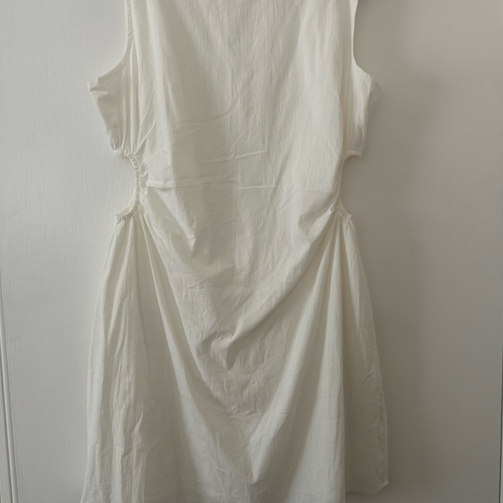 Abercrombie & Fitch White Ruched Backless Sundress